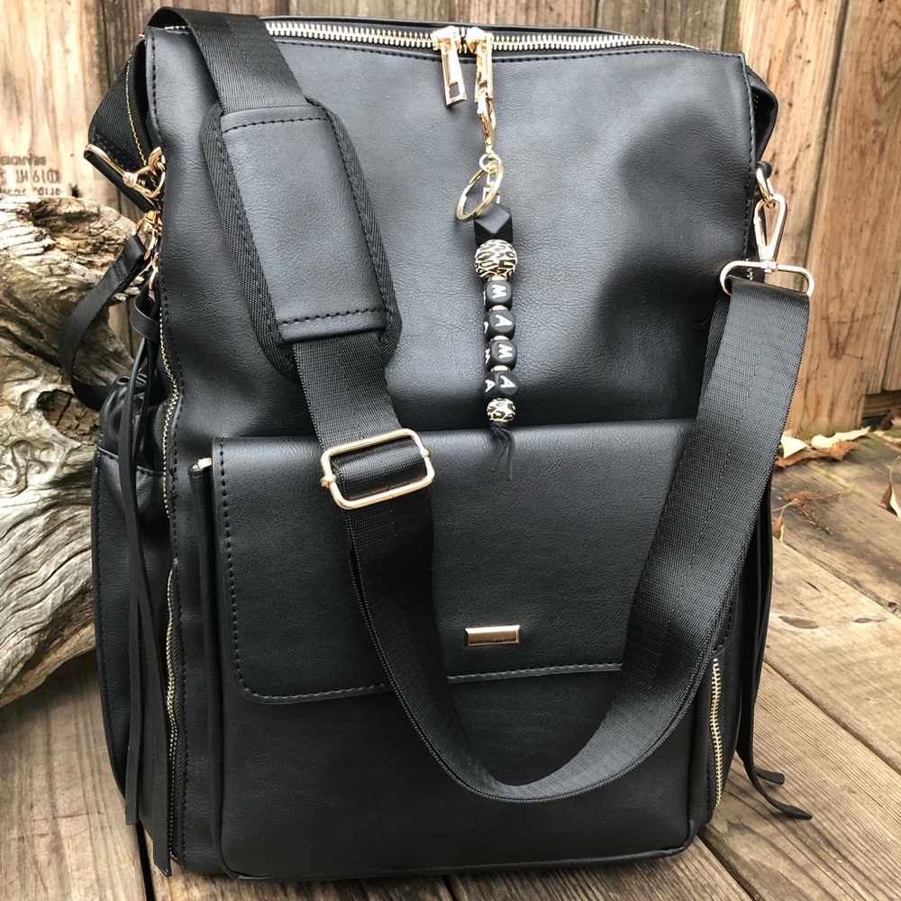 New Faux Leather Designer Quality Diaper Bag Purse Changing Pad Mama Keychain